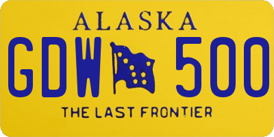 AK license plate GDW500