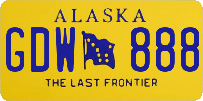 AK license plate GDW888