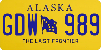 AK license plate GDW989