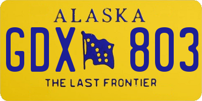 AK license plate GDX803