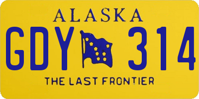 AK license plate GDY314