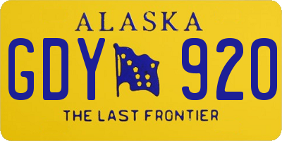 AK license plate GDY920