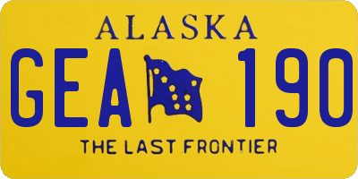 AK license plate GEA190
