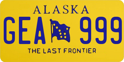 AK license plate GEA999