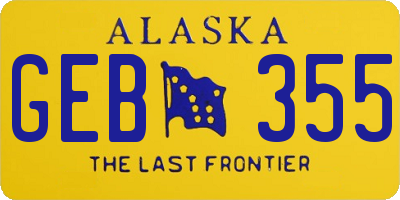 AK license plate GEB355