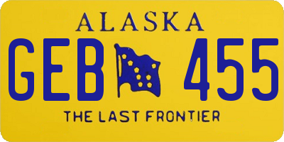 AK license plate GEB455