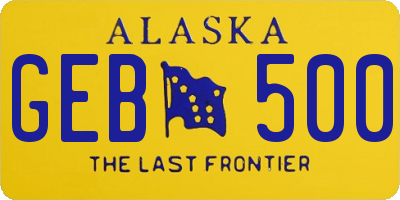 AK license plate GEB500
