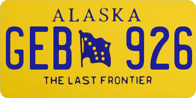 AK license plate GEB926