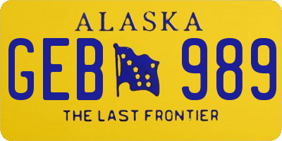 AK license plate GEB989