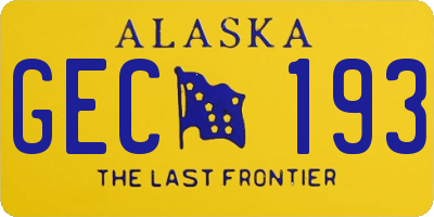 AK license plate GEC193