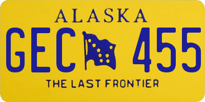 AK license plate GEC455