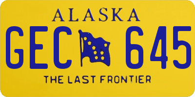 AK license plate GEC645
