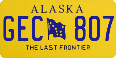 AK license plate GEC807