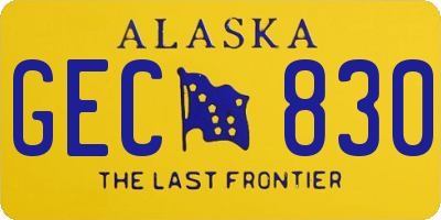 AK license plate GEC830