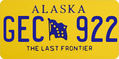 AK license plate GEC922