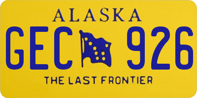 AK license plate GEC926