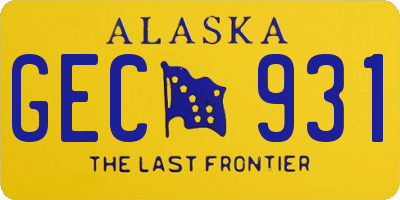 AK license plate GEC931