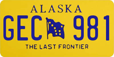 AK license plate GEC981