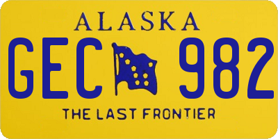AK license plate GEC982
