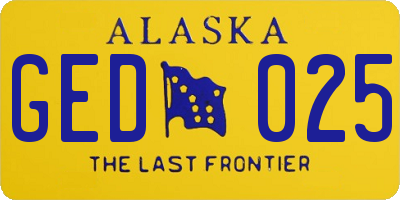AK license plate GED025