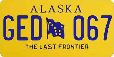 AK license plate GED067