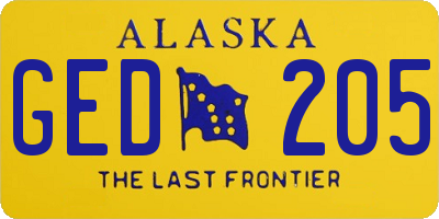 AK license plate GED205