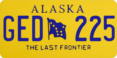 AK license plate GED225