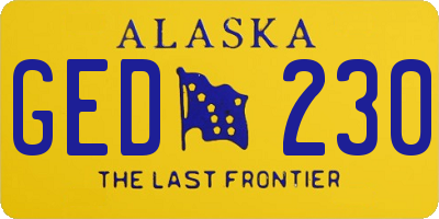 AK license plate GED230