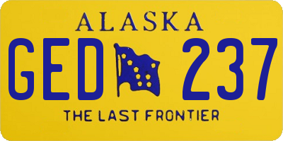 AK license plate GED237