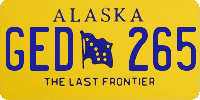 AK license plate GED265