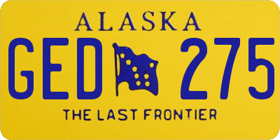 AK license plate GED275