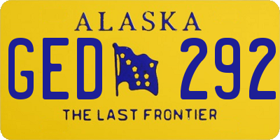 AK license plate GED292