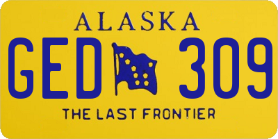 AK license plate GED309