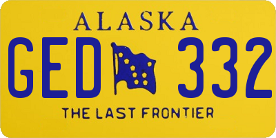 AK license plate GED332