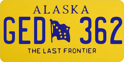 AK license plate GED362