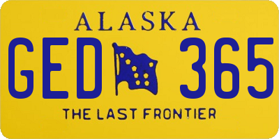 AK license plate GED365