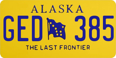 AK license plate GED385