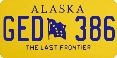 AK license plate GED386