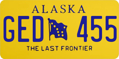 AK license plate GED455