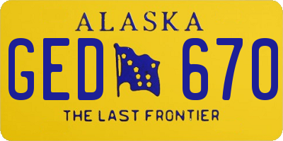 AK license plate GED670