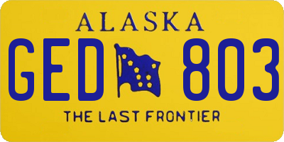 AK license plate GED803