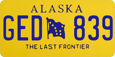 AK license plate GED839