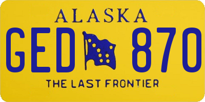 AK license plate GED870