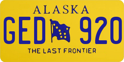 AK license plate GED920