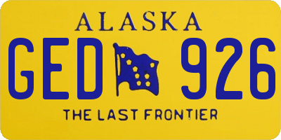 AK license plate GED926