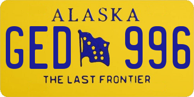 AK license plate GED996