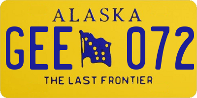 AK license plate GEE072