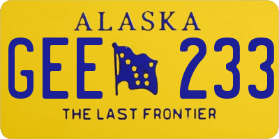 AK license plate GEE233