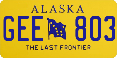 AK license plate GEE803
