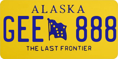 AK license plate GEE888